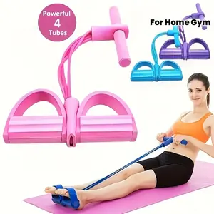 Home Gym Resistance Bands - 4 Elastic Tubes, Full Body Workout Accessory, Enhances Strength and Flexibility, Compatible with Rowing Machines and Fitness Equipment