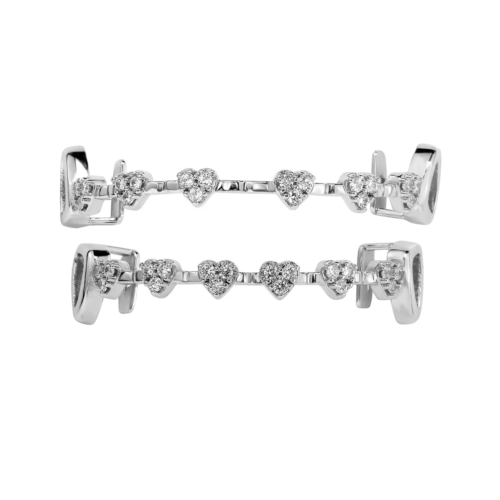 Heart Zircon Teeth Grillz, 14K Gold Plated Hip Hop Dental Grills, Comes With Silicone Molding Bars, Shiny Rhinestone Mouth Accessory For Rapper Cosplay Daily Wear