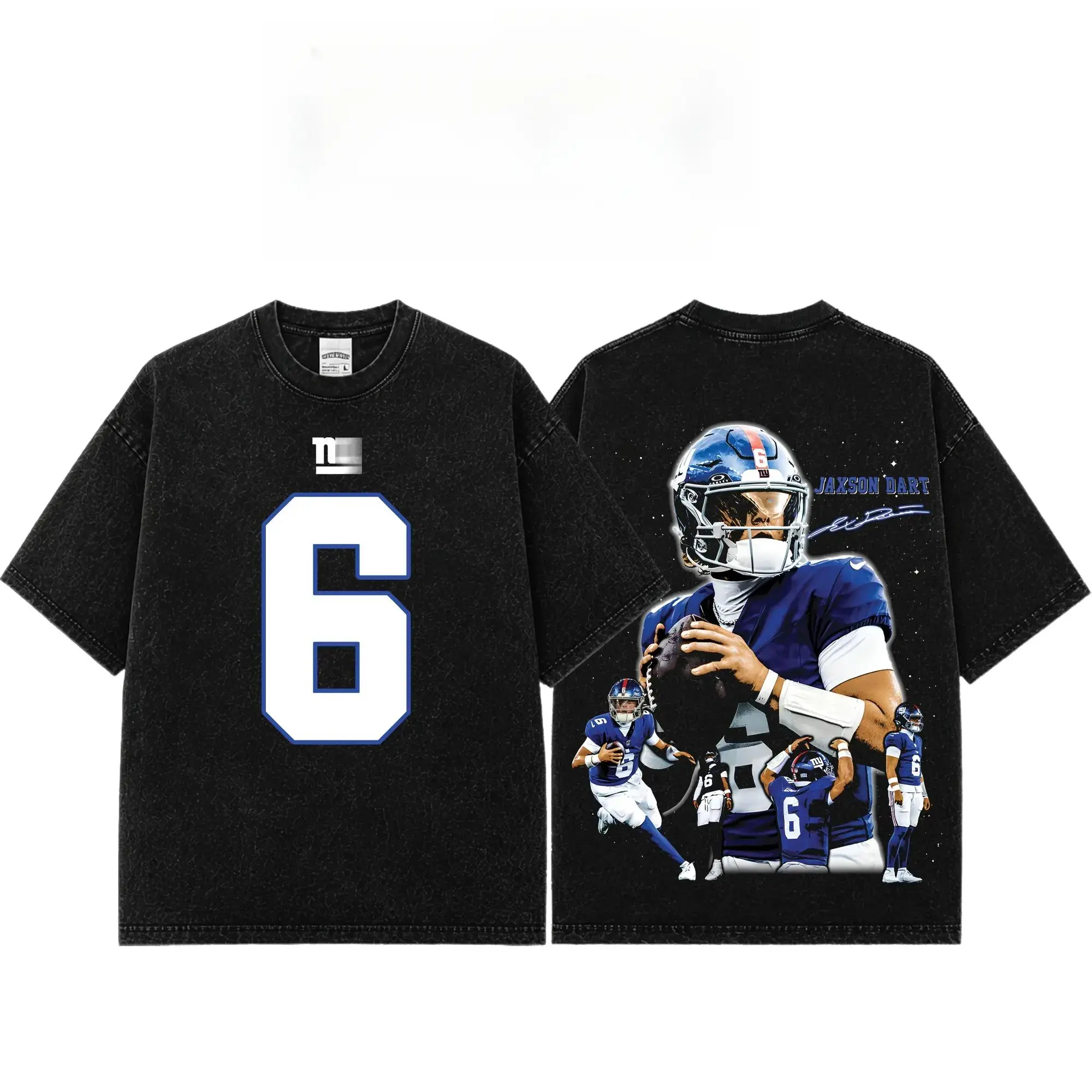 [Sale Up To 50%] Unisex Bootleg Jaxson Dart 6 Premium Acid Washed Cotton T-Shirt (Made in USA), Heavyweight Vintage Graphic Tee, Oversized Washed Football Shirt, Big Blue Nation Fan Apparel, Dartboard Material, Game Day Outfit, Unisex Streetwear Gift