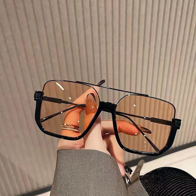 2-Pack Oversized Square Double Bridge Sunglasses, Fashion Y2K American Retro Versatile Casual Sun Glasses, UV Protection Aviator Shades