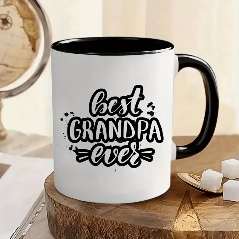 Best Grandpa Ever 11oz Ceramic Coffee Mug - Reusable, Unique White & Black Design, Perfect Gift for Birthdays, Father’s Day, and Special Occasions, Grandpa Gifts, Ceramic Cups