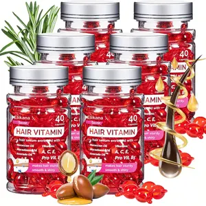 Eikana Hair Vitamin Capsules 40pcs with Vitamin A C E and Avocado Oil for daily hair care, helping nourish hair, reduce frizz, and enhance smooth, silky, glossy shine for all hair types.