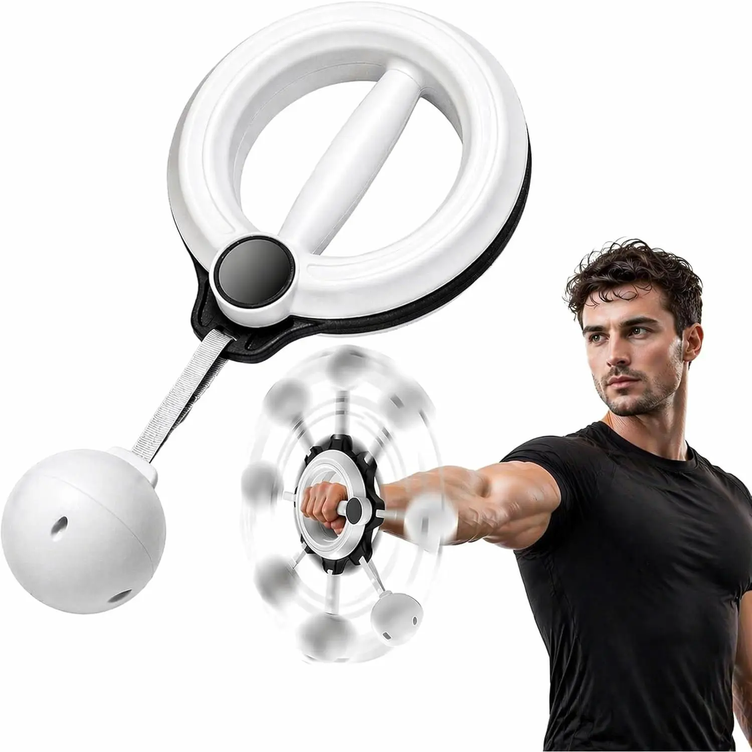 Infinity Arm Band Hula Hoops with 360-Rotating Grip, Chest Trainer & Forearm Exerciser for Shoulder Strength and Home Workouts, Chest Trainer Hula Hoops
