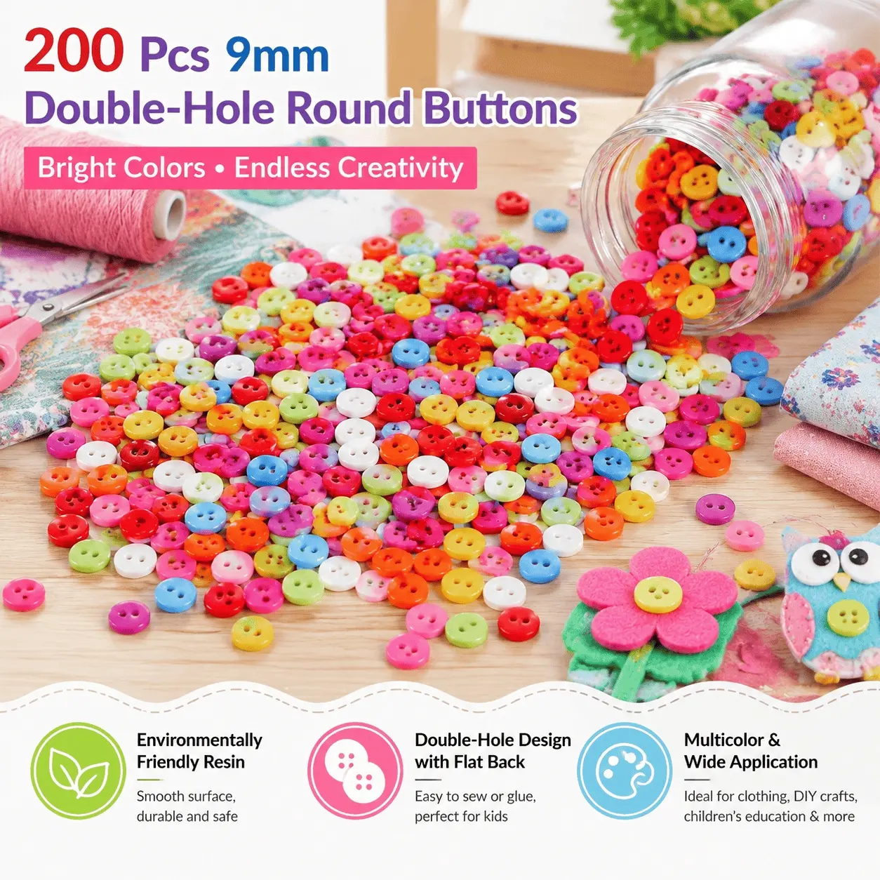 400pcs Cartoon Plastic Buttons for DIY Crafts, Sewing Supplies, Clothing Decoration & Fabric Collage, Home Decor Accessories, Scrapbooking & Garment Upcycling Materials