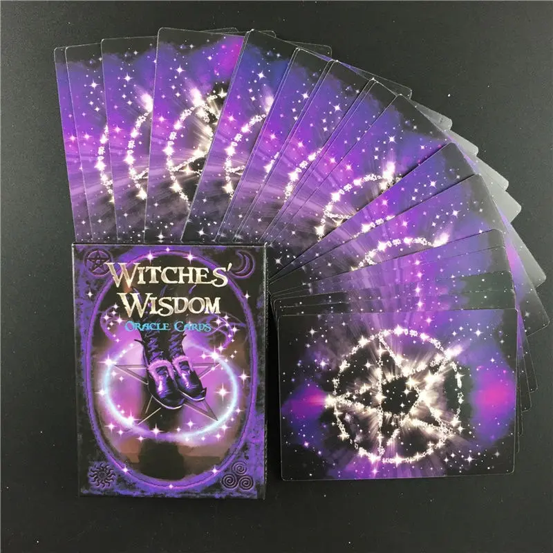 Witch Wisdom Oracle Tarot Cards Set, 48 Pieces Portable Size Fortune-Telling Game Cards, Fun Group Games, Easter Christmas Halloween Gift