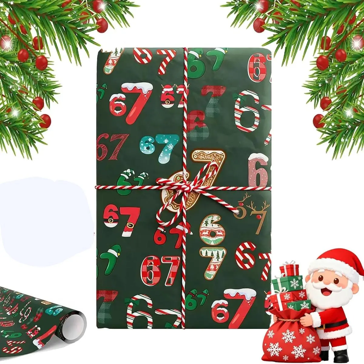 Classic Unique-Style Personalized Gift Wrapping Paper for Teenagers - Full of Festive Atmosphere, Christmas Holiday Decorations, Children's Birthday Party Supplies, 67 Meme Elements