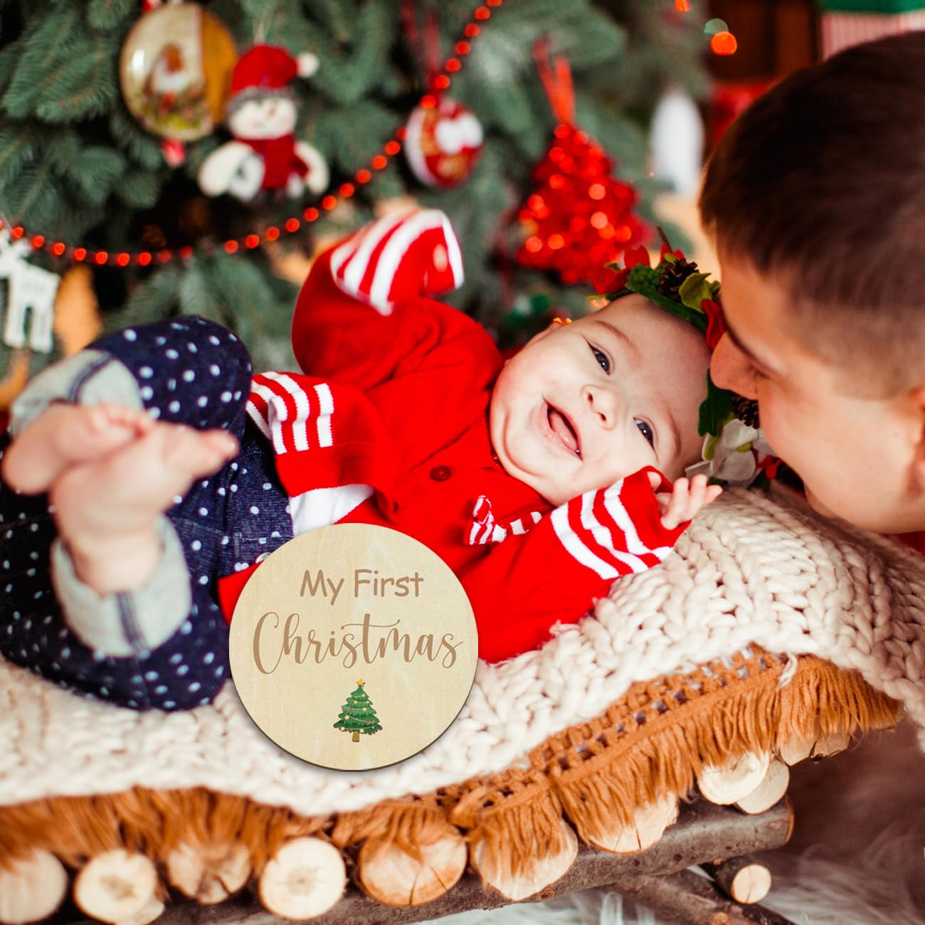 SAGAETR Monthly Milestone Cards - My Holiday Milestone|  Announcement Sign & Celebration Board| Hello World Sign| Milestone Photo Cards|    & Keepsake