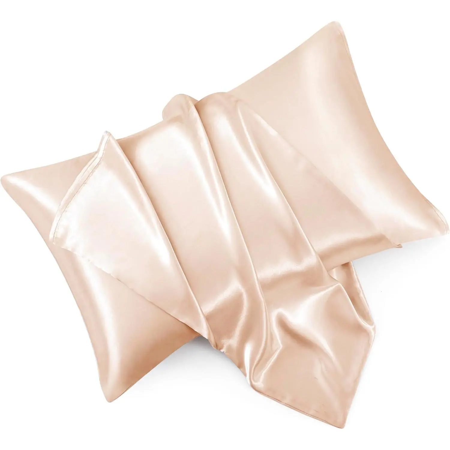 Champagne King Size Pillowcase Set of 2 with Envelope Closure,Champagne Silk Pillowcase for Hair and Skin (20x36)