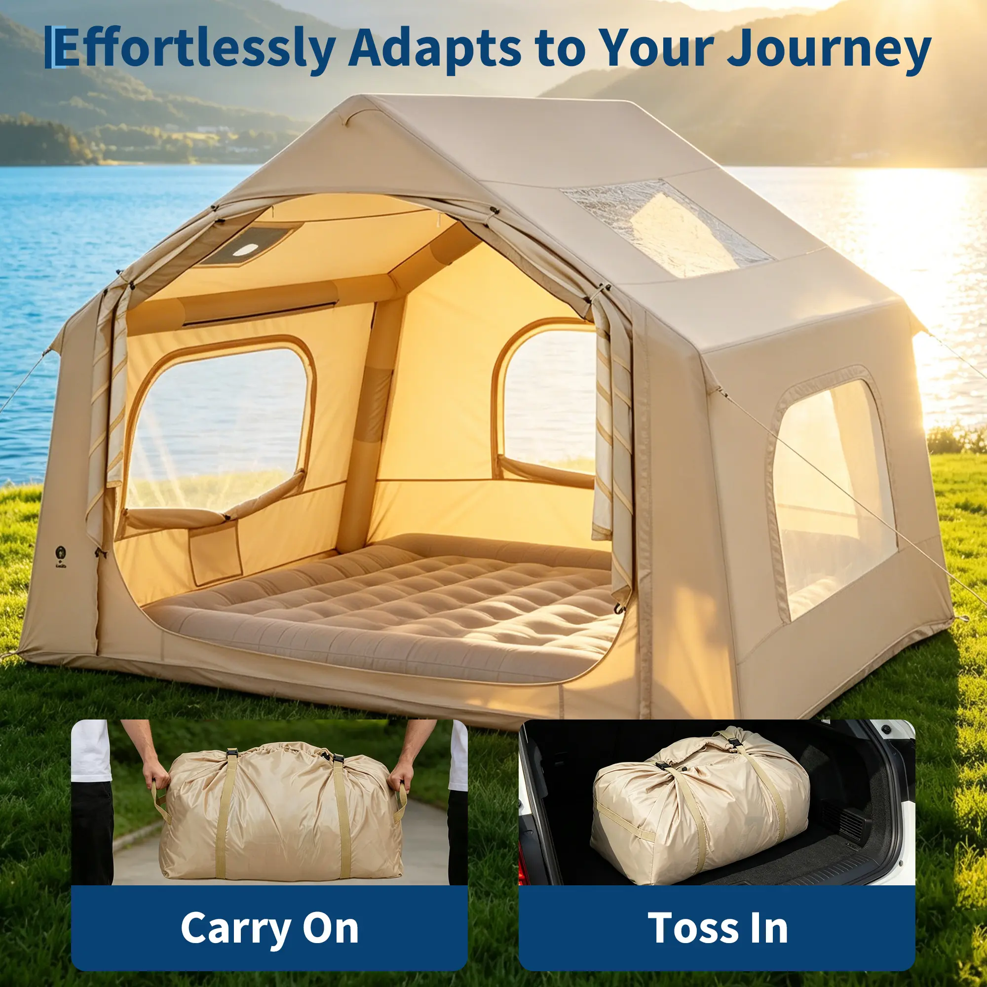 Spacious Easy-Setup Camping Tent - Outdoor Shelter for Hiking & Camping - Accommodates 8 People - Quick Assembly, Weather-Resistant Design