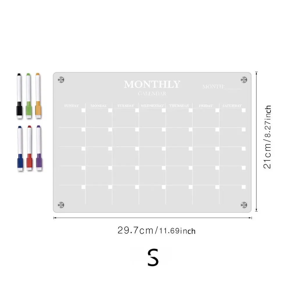 A4/a3 Acrylic Magnetic Whiteboard, Includes 6 Markers, Transparent Magnetic Memo Board, Refrigerator Decor, Home & Office Supplies