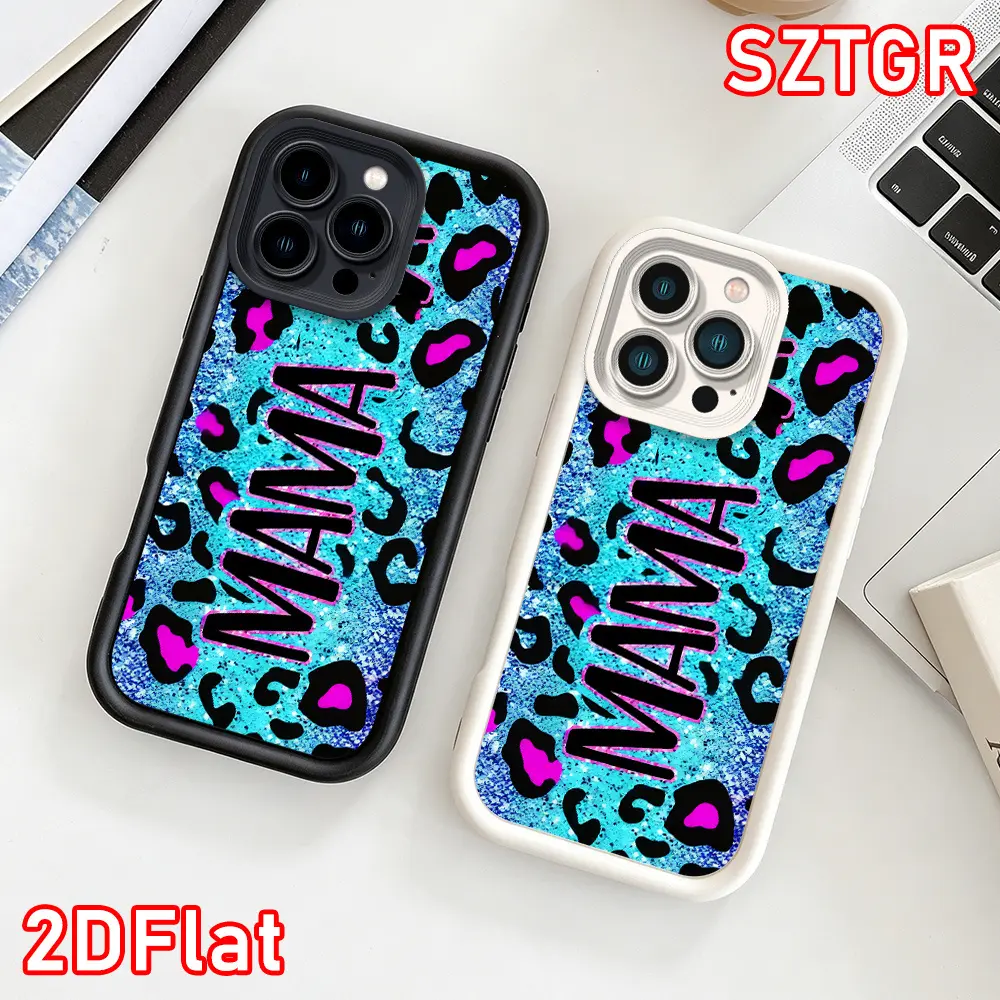Phone Case: 2D Neon Leopard MAMA Phone Case Retro Chic for iPhone 17 E Air 16 15 14 Pro Max Plus 13 12 Mini 11 X XS XR Gift for Her Elegant Fashion