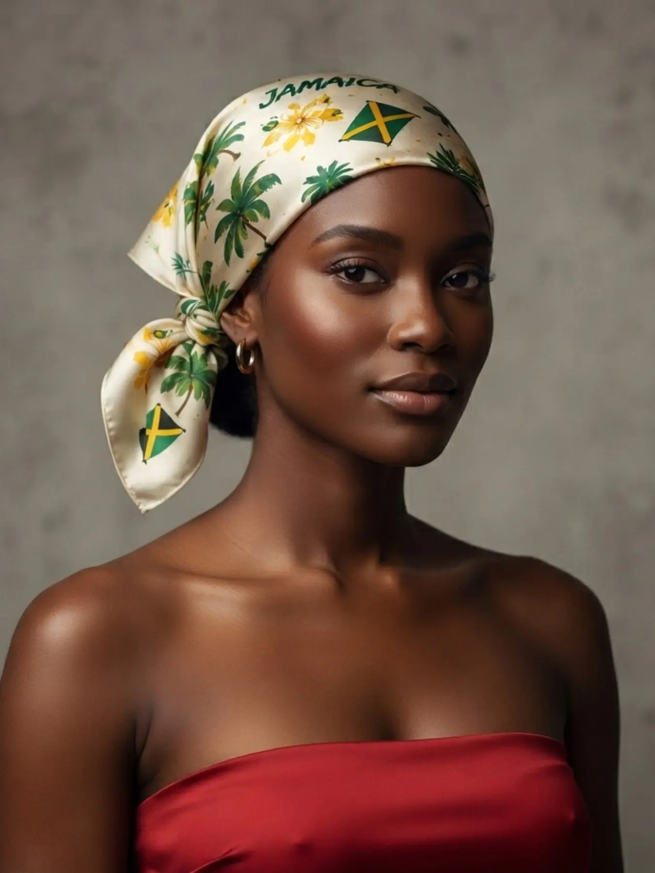 【Jamaica Culture】Scarf Shawl Wrap with Jamaican Flag, Palm Trees, Yellow Hibiscus & "Jamaica" Text – Ideal for Caribbean Music Festivals, Jamaican Cultural Events, Island Resort Wear, Tropical Vacations and Summer Celebration Outfits