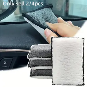 2/4pcs Car Interior Cleaning Sponge, Ultra-Fine Fiber Towel, Waxing Sponge, Car Cleaning Tools, Essential Automotive Accessories, Microfiber Towels for Cars