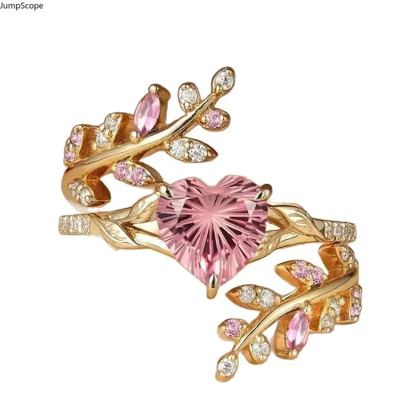 Enchanted Forest Twisted Vine Heart Pink Gem Open Ring - Women's Jewelry for Casual Wear, Date Nights, Love Proposals & Sentimental Gifts for Her, Jewelry For Women, Female, Gf Gift, Romantic Gifts For Girlfriend