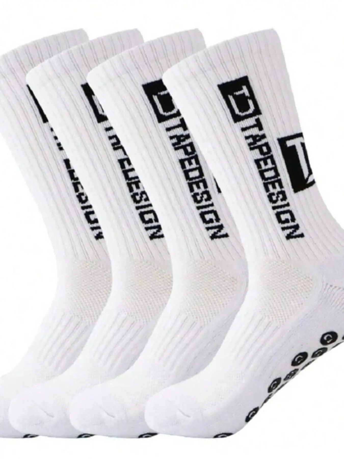 4 Pairs Men's Socks, Professional Towel Bottom Sweat-Wicking Anti-Odor, Non-Slip Football Sports, Mid-Calf Athletic Socks for Soccer, Running, Hiking, Athletic Grip Sock