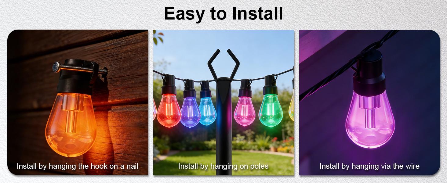 Rcuical RGB+IC Outdoor String Lights Bulbs IP67 Waterproof LED Color Changing Smart App Hanging Shatterproof Light with Remote Controller for Outside, Patio, Backyard, Garden, Party Rcuical RGB+IC Outdoor String Lights Bulbs IP67 Waterproof LED Color Changing Smart App Hanging Shatterproof Light with Remote Controller for Outside, Patio, Backyard, Garden, Party