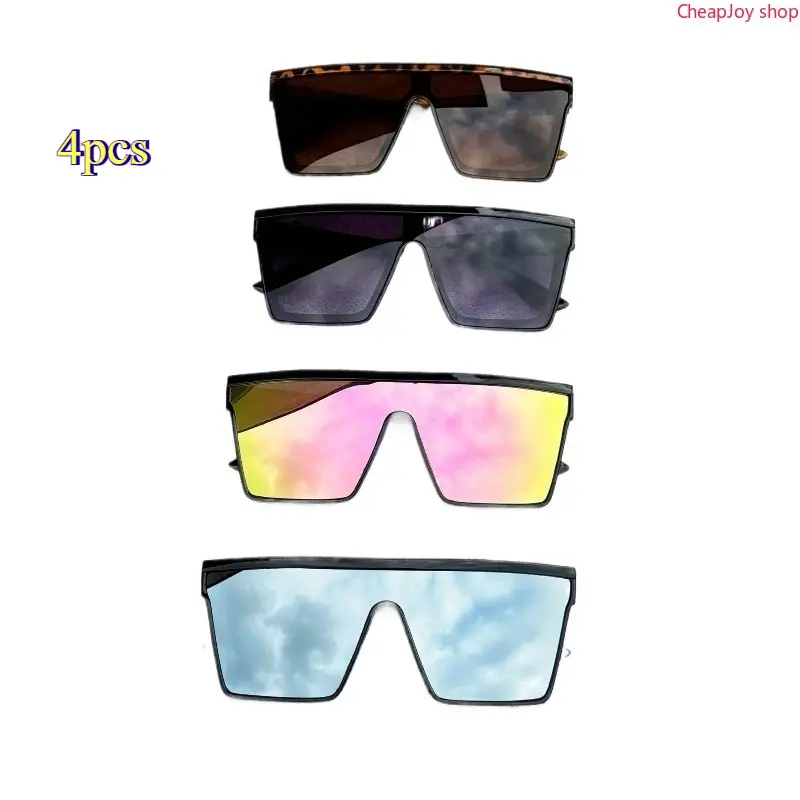 4Pcs Punk Style Polarized Sunglasses, Oversized Frame Trendy Sports Eyewear, Unique Statement Accessories, Stylish Eye Wear for Riding, Driving, Music Festivals, Street Looks and Ideal Holiday & Party Gift Picks