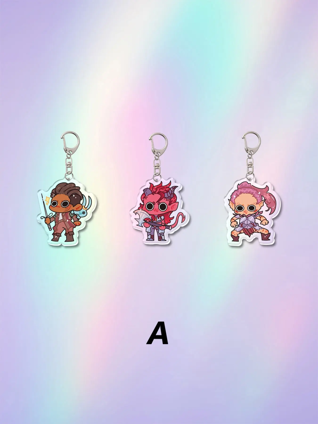 3-Piece Acrylic Cartoon Game Keychain Set, Dungeons & Dragons Character Theme, Bag Accessory, Wallet Charm, Friend Gift