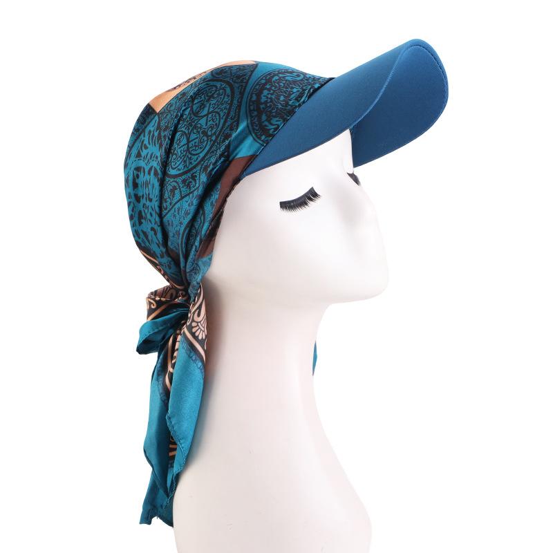 Satin Square Scarf Turban Hat, Outdoor Sun Protection Visor Cap for Women