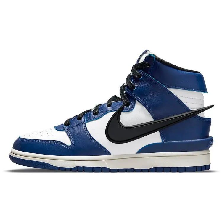 AMBUSH x Nike Dunk High-Top Sneakers – Premium Full-Grain Leather, Royal Blue, Unisex Verifiable, with credentials and supporting global authentication