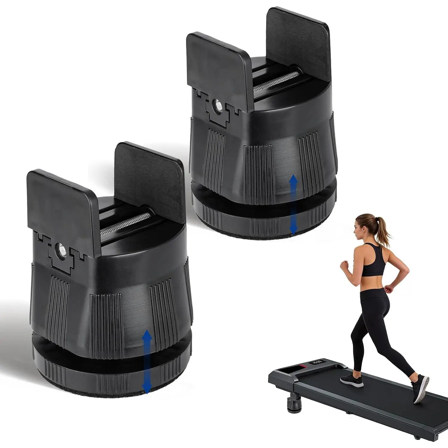 Treadmill Incline Riser Blocks, Fits Wheeled Treadmills |   Fully Adjustable Height |   Larger Treadmill Incline Riser Blocks, Stackable Non-Slip Walking Pad Incline Blocks Attachment for Home Gym