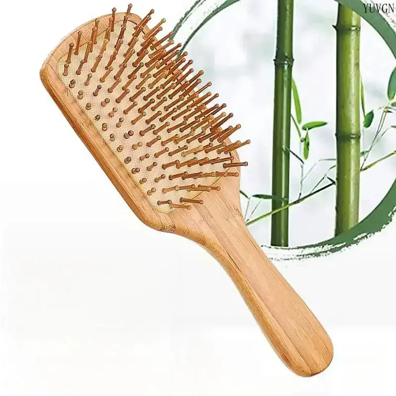 Bamboo Scalp Massage Brush - Anti-Tangle Hair Care Comb, Portable Durable Tool for Dry & Wet Use, Indoor Recreation Adults