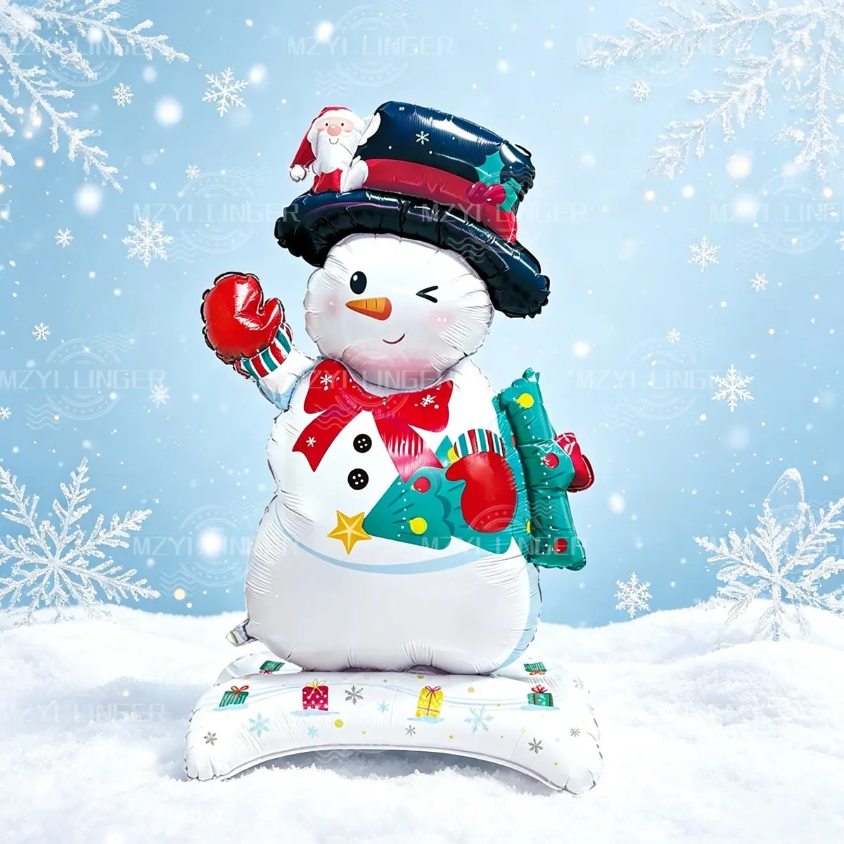 Large Standing Christmas Snowman Aluminum Foil Balloons, Party Decorations for Holidays, New Year, Birthday Celebrations