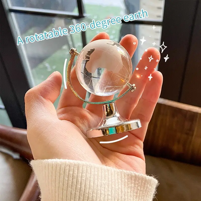 Simple Mini Transparent Crystal Globe, Creative Desktop Decor, Elegant Office Accessory, Perfect Gift Idea, Unique Home Decoration