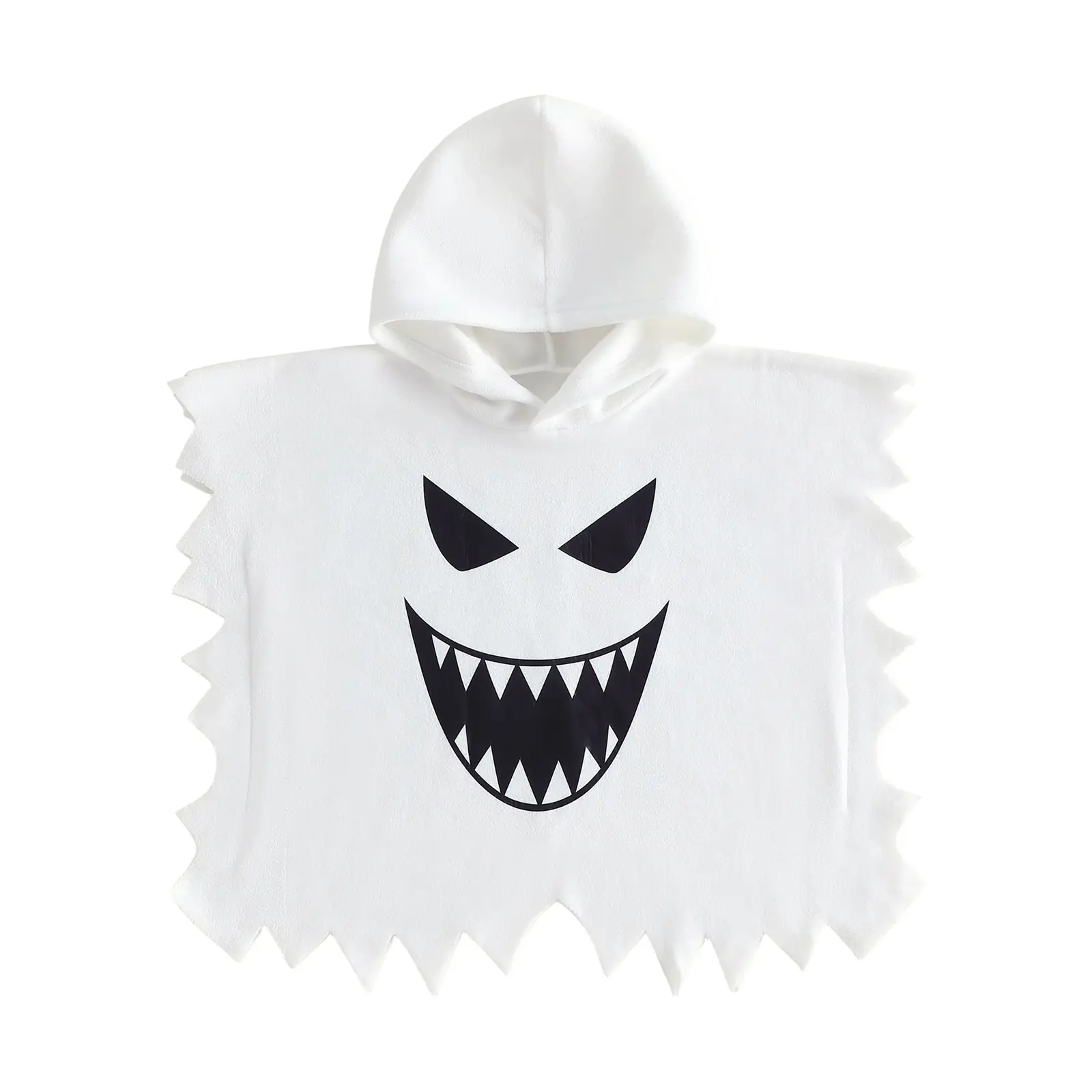 FOCUSNORM Toddler Baby Little Boy Girl Ghost Hooded Cape Poncho Halloween Jagged Hem Ghost Cosplay Costume Cloak