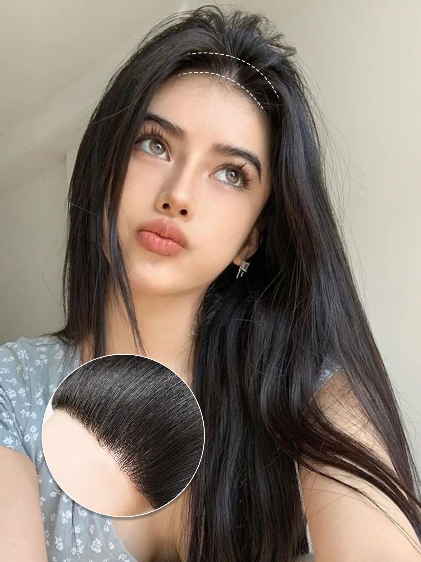 Forehead Hairline Premium Human Hair Pieces for Women, Biological Scalp PU Base Realistic Hairpiece Hairline Replacement Pieces for Women, Natural Looking Hair, Natural Color for Party, Daily Use, Human Hair Extensions