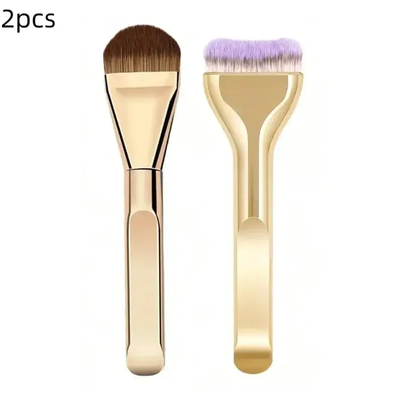 2PC ultra-thin foundation make-up brush popular ultra-thin widened tongue foundation make-up brush seamless concealer small pillow flat head soft hair beauty tool Beauty Duo Brush
