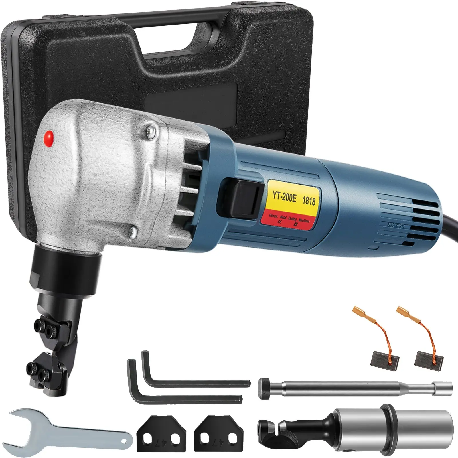 VEVOR Electric Sheet Metal Cutter, 380W Power, 1800RPM Rotor Speed, 0.07in/1.8mm Cutting Capacity, Includes Replacement Blades and Storage Case, Ideal for Stainless Steel, Aluminium, Plastic