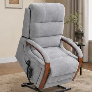 ARCH Power Lift Recliner Chair for Elderly Users, Remote-Controlled Dual Motor Mechanism, Infinite Positioning, Heat & Massage, Chenille Upholstery, Solid Wood Armrests, Heavy Duty, 350 LBS Capacity, Gray, Living Room Indoor Furniture