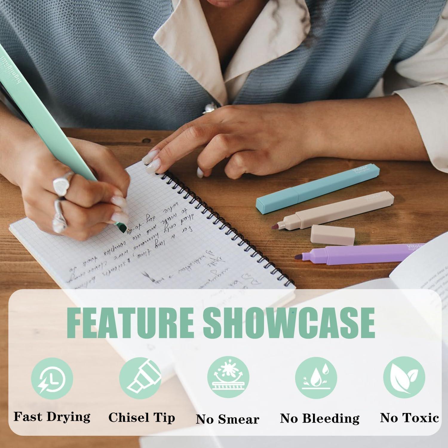 Highlighters Assorted Colors,8 Pack,Soft Chisel Tip,Cute Highlighters Set for Aesthetic School Office Supplies,Book Markers