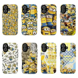 Cute Minions Stacked Yellow Cartoon Durable phone case for iPhone 12, 13, 14, 15, 16, 17 Pro Max, Pro, Plus, and 17 Air,the perfect gift for her or him, ideal for parties.