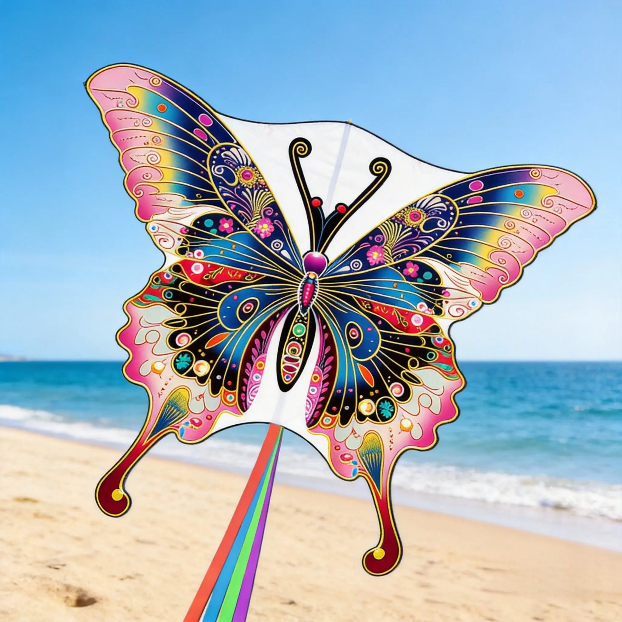 Colorful Butterfly Kite, Easy Fly Kite for Light Wind, Outdoor Beach Park Fun, Multi-Color Kite for Relaxation, Gift for Friends Family