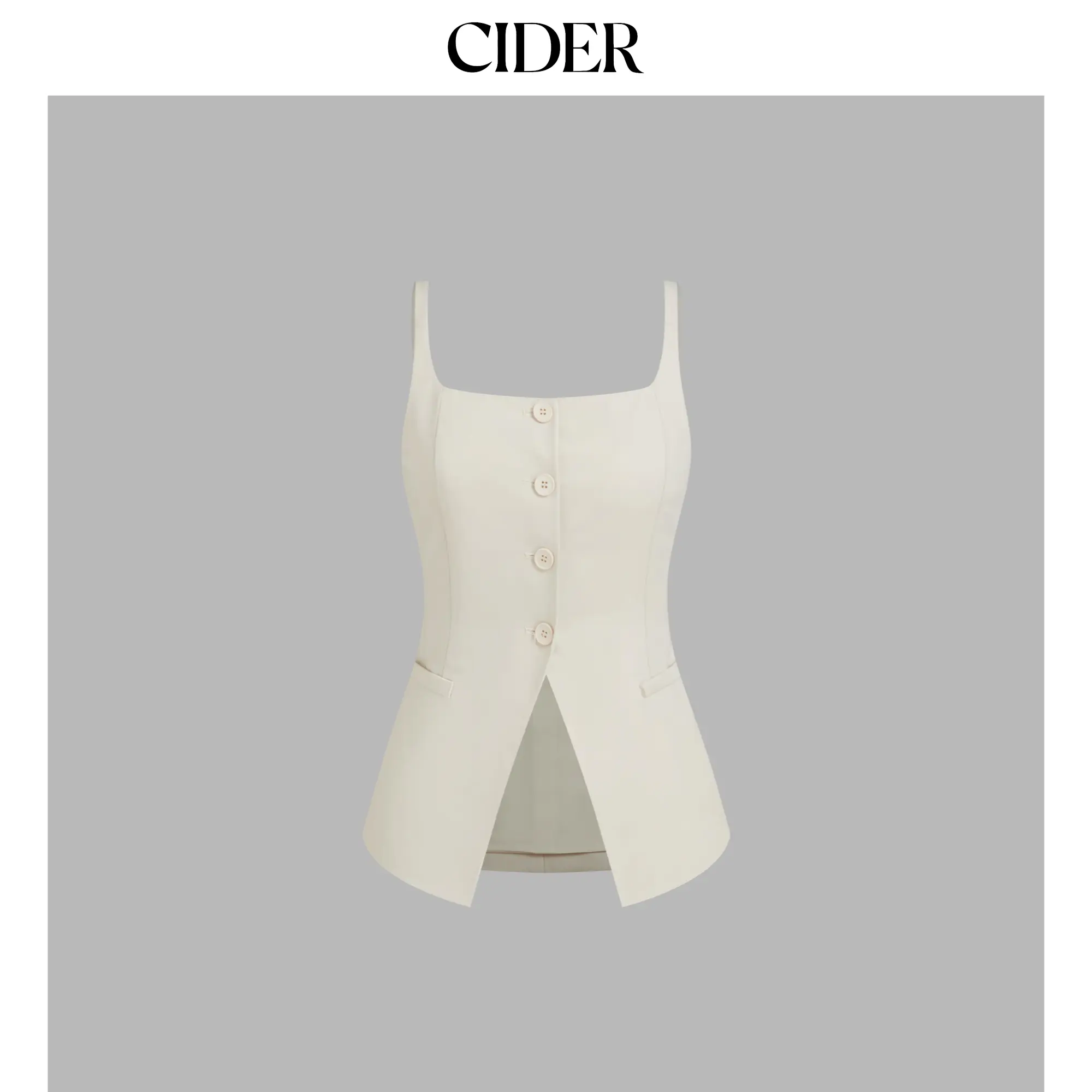 Cider [size 2-10] Square Neck Solid Button Vest