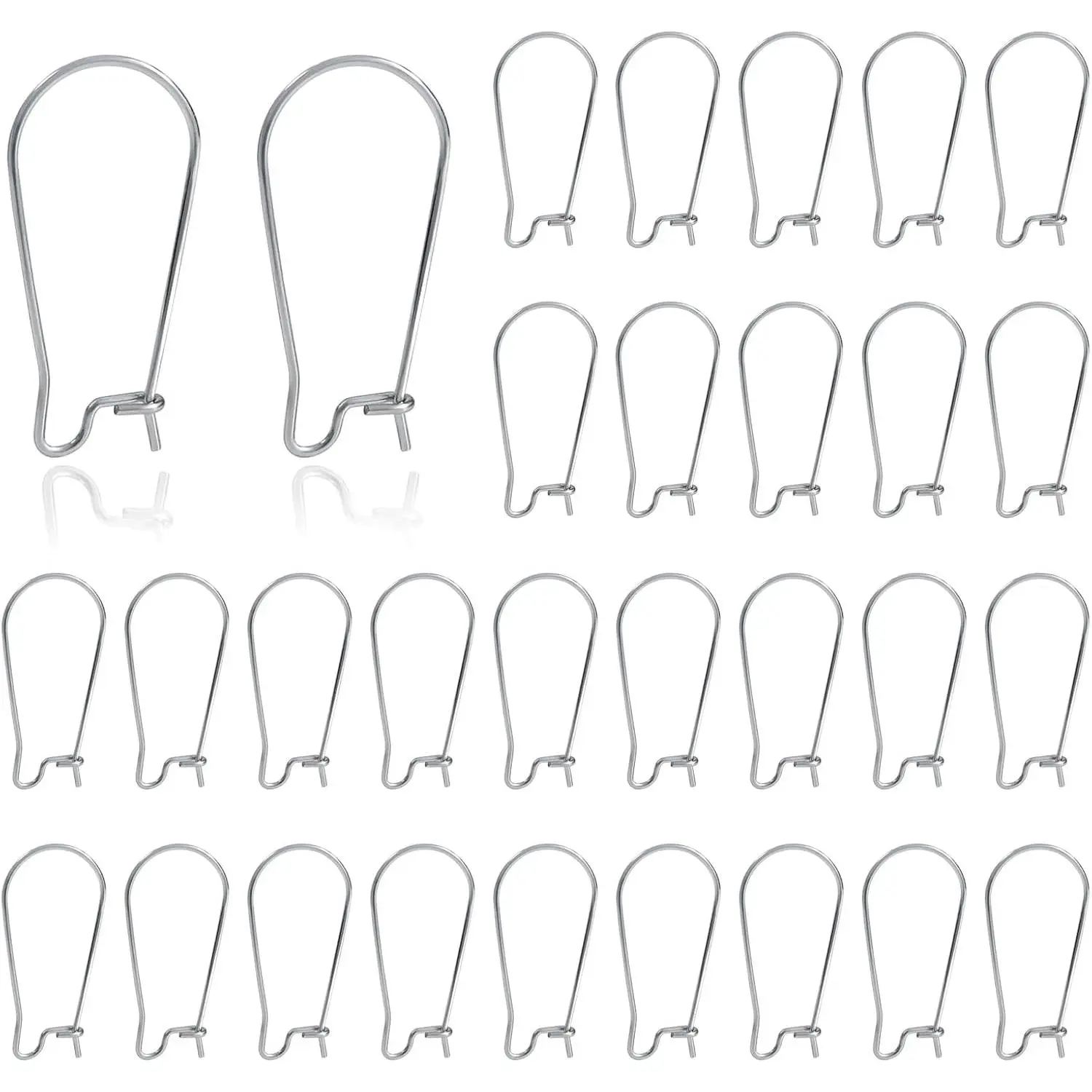 100 count 20mm Earring Hooks Stainless Steel Kidney Ear Wires | Interchangeable Dangle Earwire Hooks,  Earring Findings  for DIY  Making