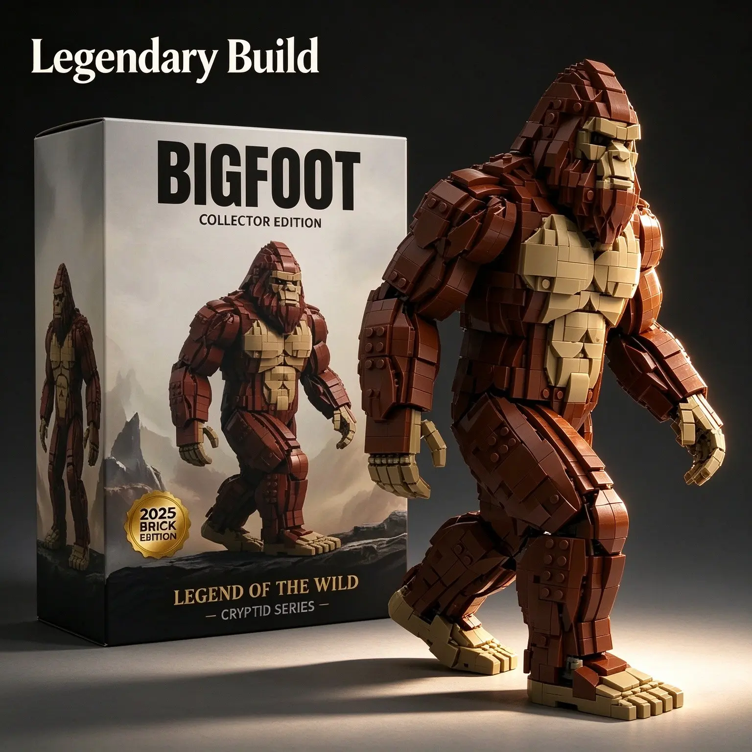 Bigfoot Collectible Building Block Model Bricks, Mysterious Creature Wild Man Puzzle Ornament, Adult Collection Assembly Gift