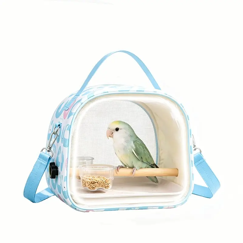 Parrot Travel Bag, Handheld & Crossbody Pet Cage Carrier, Multi-Layer Durable with Stand Rod Tray Food Cup, Suitable for Sugar Gliders, Rabbits, Parrots