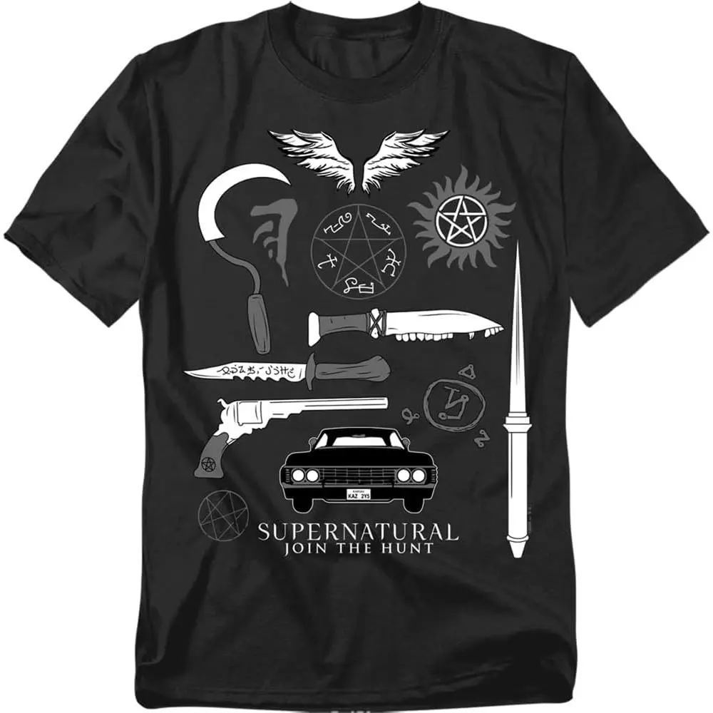 Popfunk Supernatural Icons Unisex Adult Short-Sleeve Casual Round-Neck Sports Top, Outdoor Wear