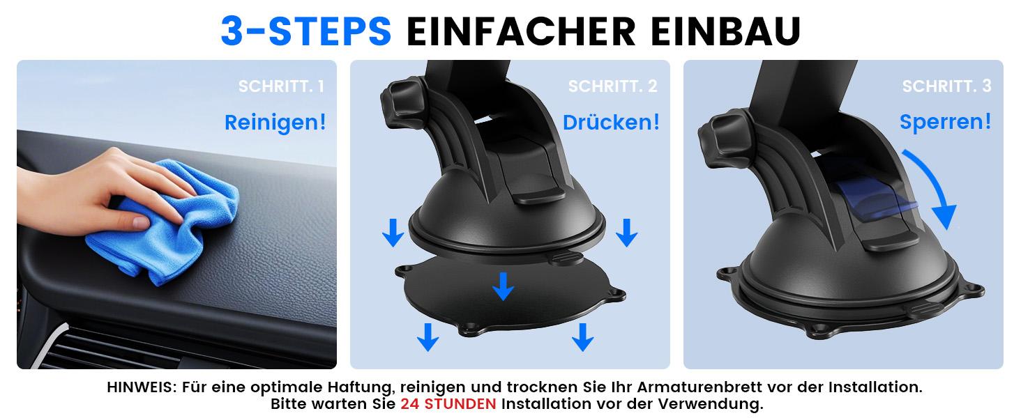 OHLPRO Tablet Holder Car, 360° Rotation Tablet Mounts, 18 cm, Extendable Arm + Washable Suction Cup, iPad Car Holder, Universal Windscreen & Dashboard for 5-13 Inch iPad, Sumsung, Smartphone