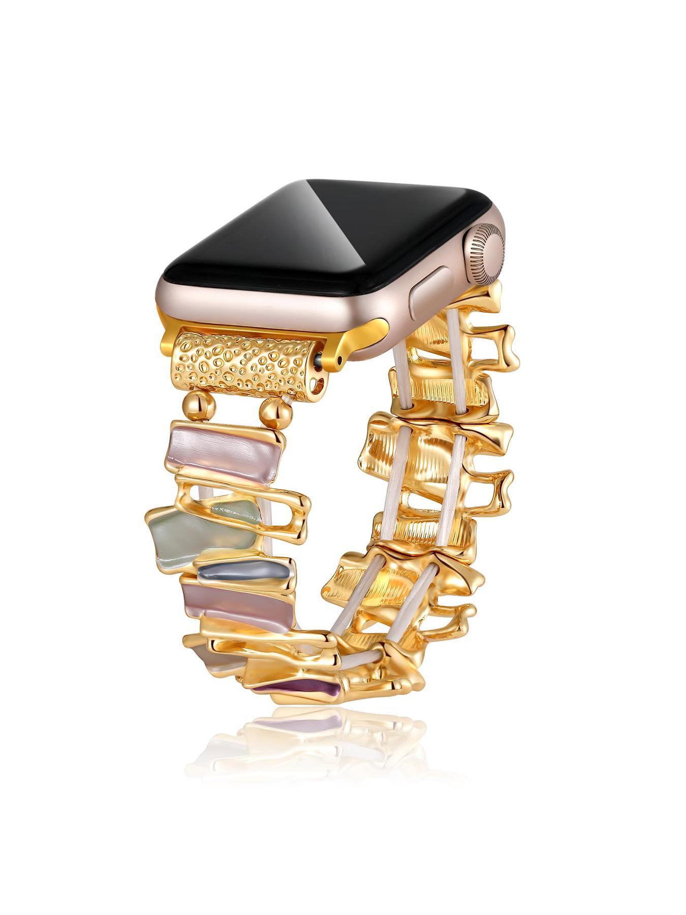 Boho Style Multicolor Beaded Watch Band, Rhinestone Decor Elastic Watch Straps for Women, Fashionable Watch Accessories for Iwatch Series 9 8 7 6 5 4 3 2 1 Se, Smart Watch Accessories