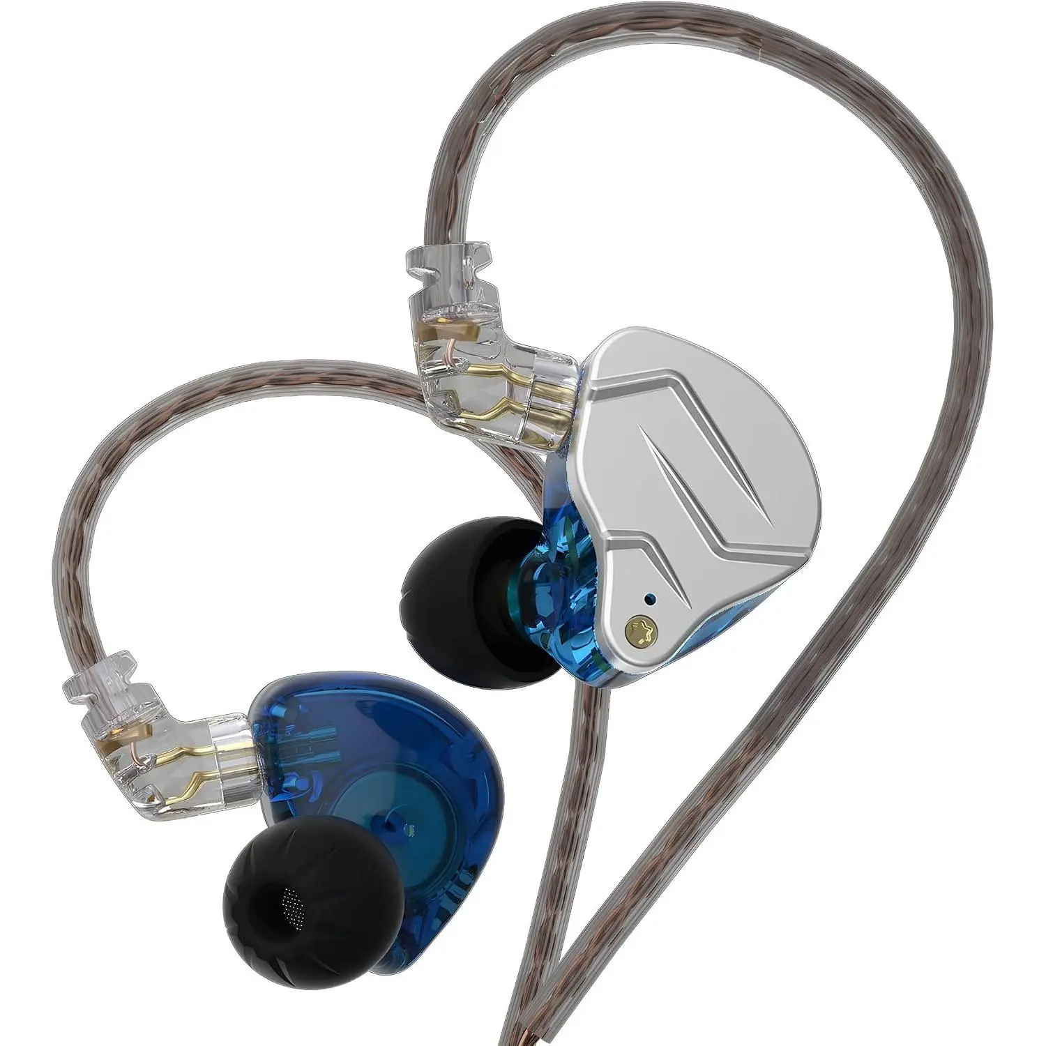 KZ ZSN Pro Dynamic Hybrid  Driver in Ear Earphones Detachable -Free  Musicians in-Ear Earbuds Headphones (Blue Without Mic) | Dynamic / balanced armature Hybrid  Driver in Ear Earphones Detachable -Free  Musicians Headphones