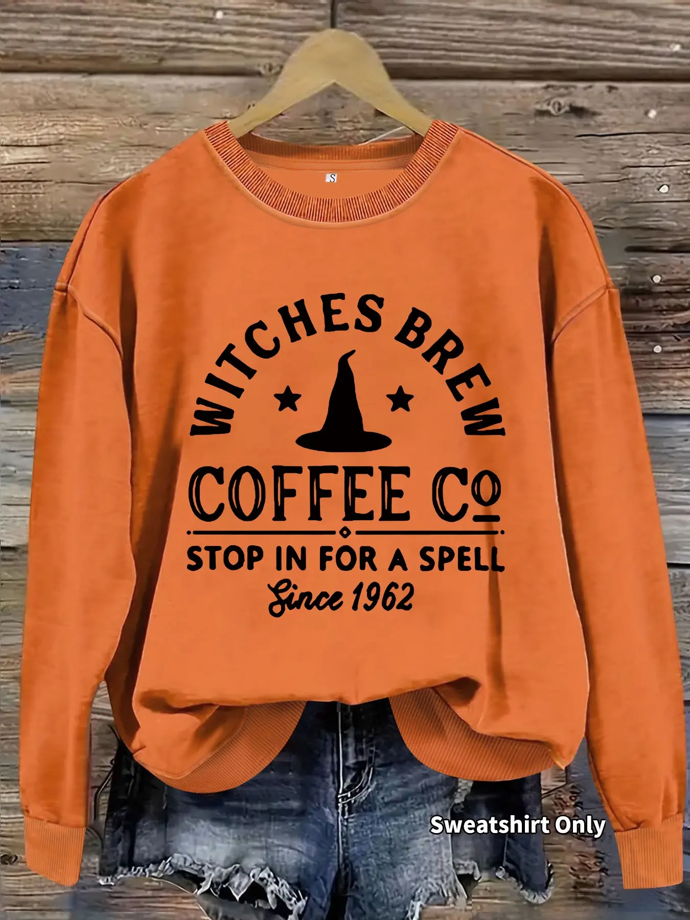 Halloween-Print Lightweight Sweatshirt, Fall & Winter Women's Casual Long-Sleeve Round-Neck Pullover, Loose-Fitting Knit Top