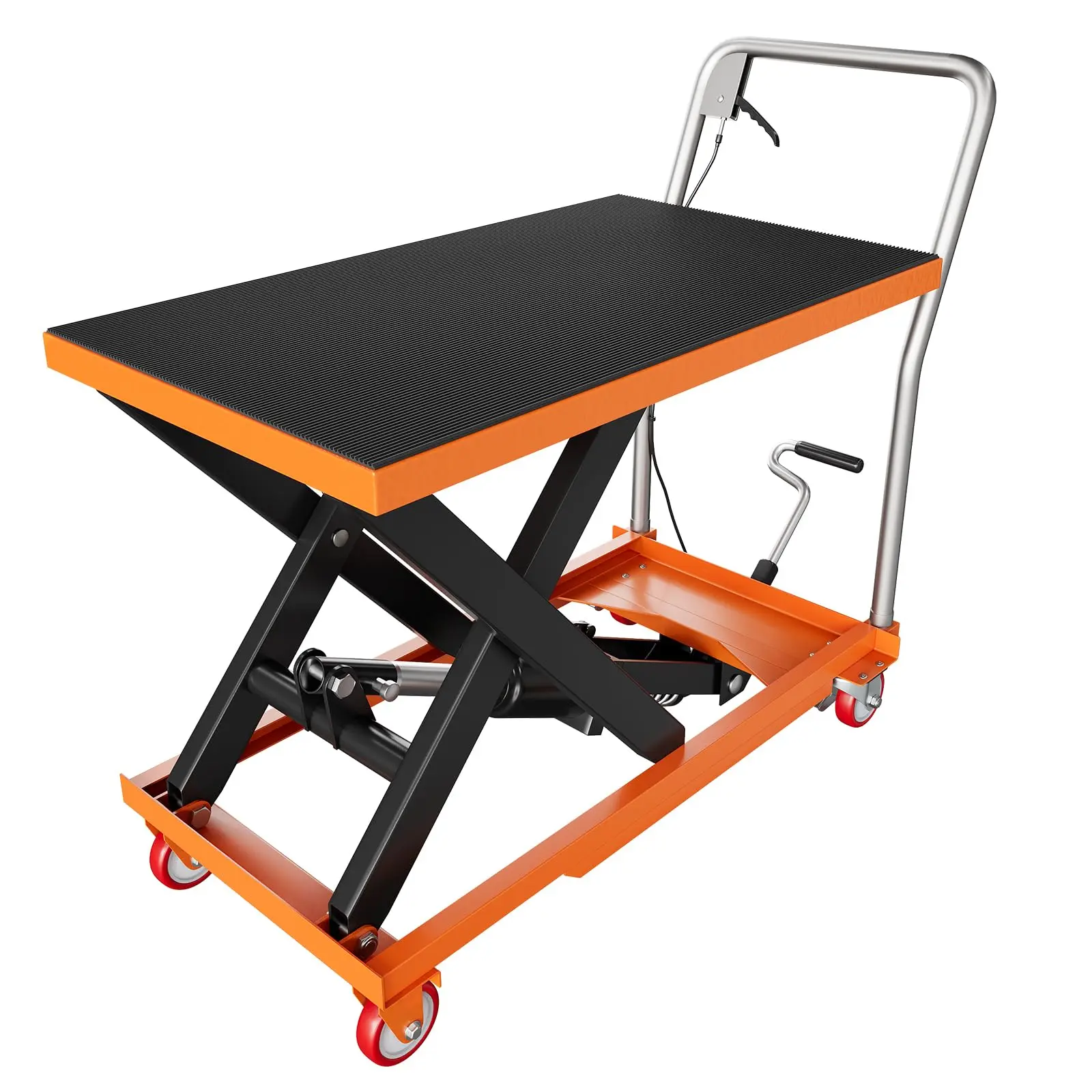 GARVEEHydraulic Lift Tables: Versatile Scissor Carts with 1100lbs, 500lbs, and 330lbs Capacities, 28.5" and 35.4" Lifting Heights, Equipped with Locking Wheels and Non-Slip Pads for Safe Material Handling.