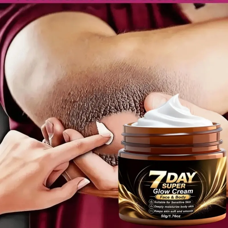 7 Day Super Glow Cream, Face & Body Brightening Moisturizer, Niacinamide + Vitamin C + Hyaluronic Acid, Improve Dull & Uneven Skin Tone, For Elbows, Knees, Neck & Back, Deep Hydration, Soft Smooth Silky Skin, Suitable for Sensitive Skin