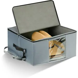 Large Stackable Crush-Proof Dust-Proof Cowboy Hat Storage Box with Hardboard Support, Hat Carrying Case for Home & Travel, Fits Up to 16" Wide Brim Hats, Grey