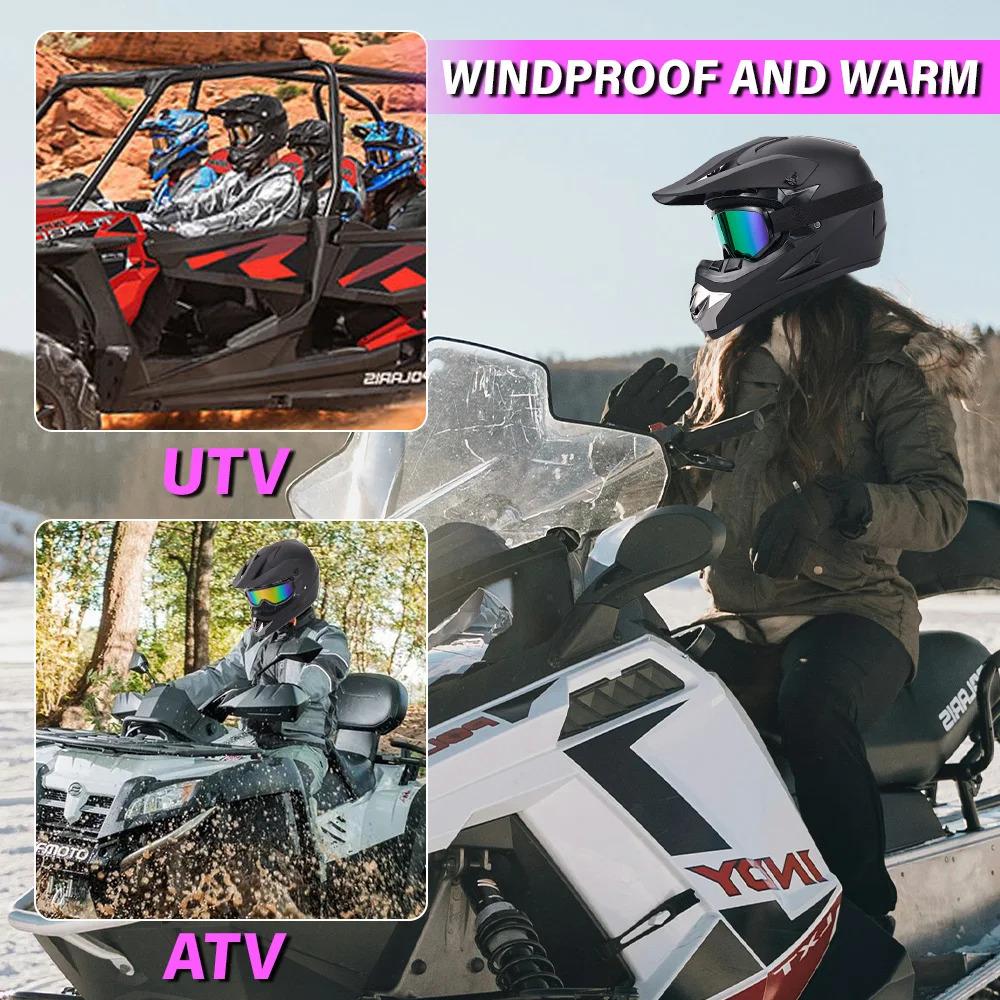 Black Off-Road Motorcycle Helmet ATV Dirt Bike UTV Helmet with Goggles Gloves and Mask DOT Certified Matte Black Trendy Look Complete Set