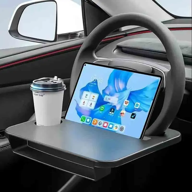 Qrd 2-In-1 Steering Wheel Desk, Car Food Tray with Seat Gap Filler, Laptop and Meal Table, Tesla Model 3/y Accessory, Car Accessories, Fits Most Cars